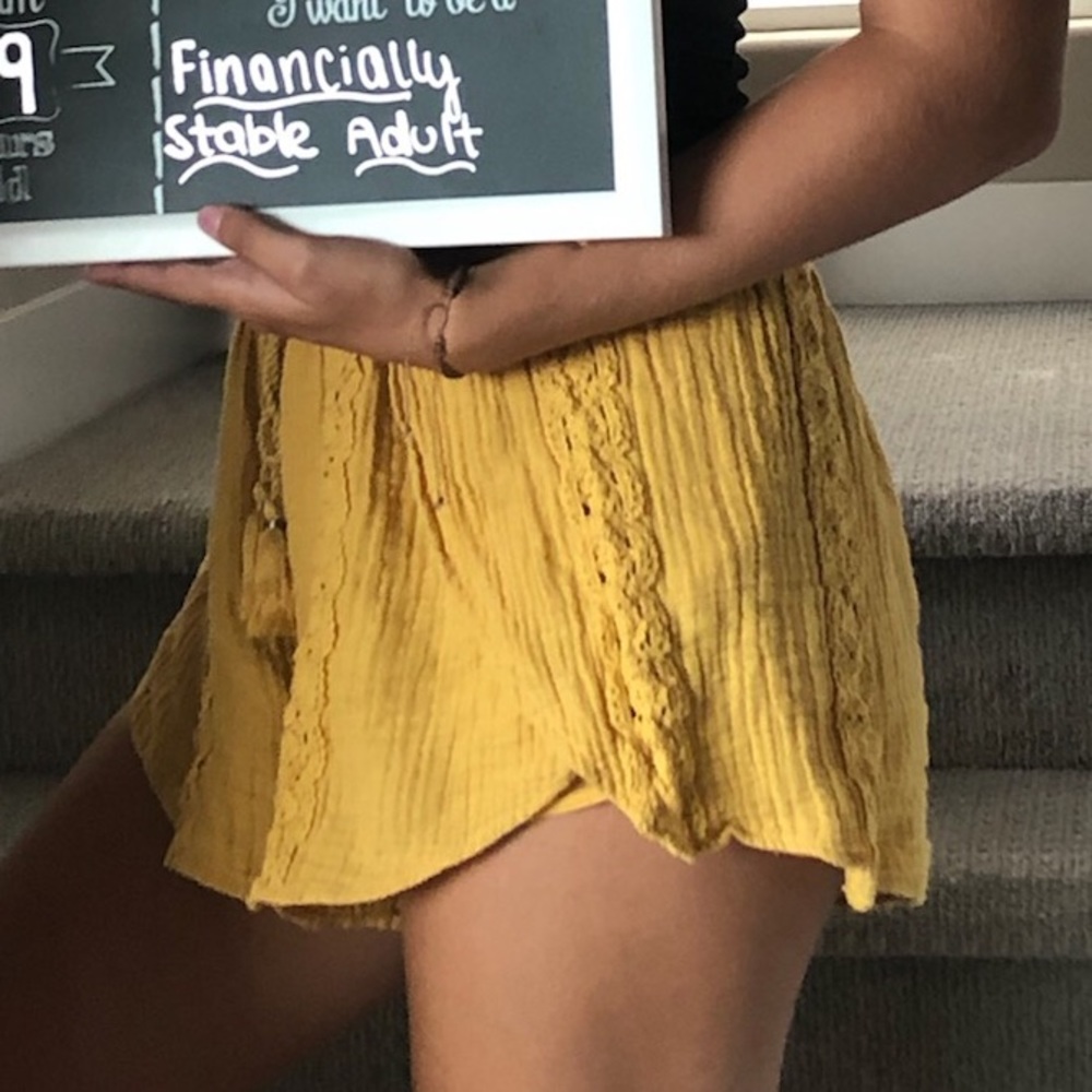 mustard gorgeous flowy shorts
